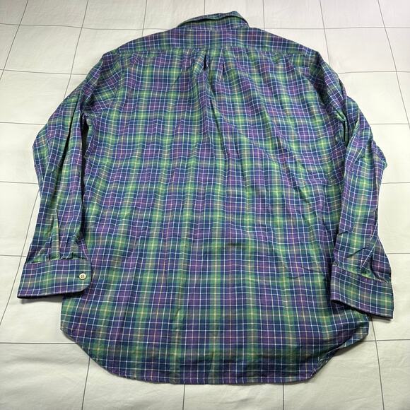 Vineyard Vines Shirt Mens Large Green Blue Plaid Slim Fit Tucker Button Down - Picture 2 of 7